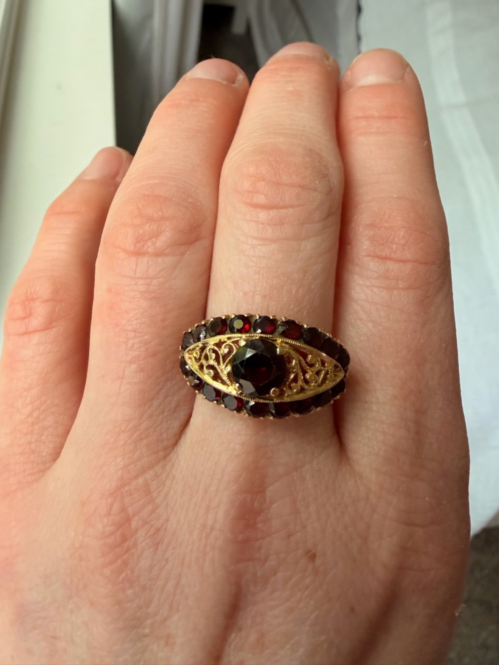 Vintage Venetian Garnet Silver-gilt Ring - Bohemian Garnet